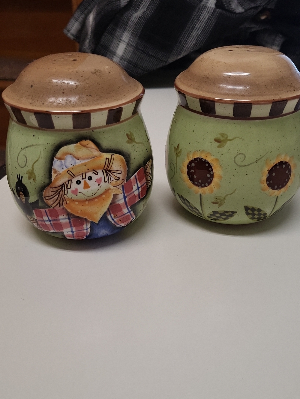 Ceramic Scarecrow & Sunflower Salt and Pepper Shakers